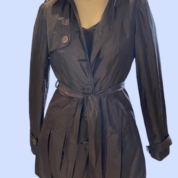 Attitude by Jay Manuel Silver Metallic Trench Coat Size 2 - Picture 3 of 8